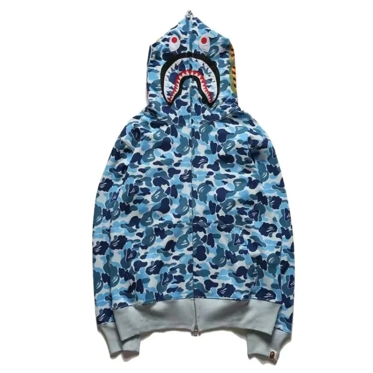 A Bathing Ape A Bathing Ape Sky Blue Camo Fleece Lined Hoodie Blue - 1
