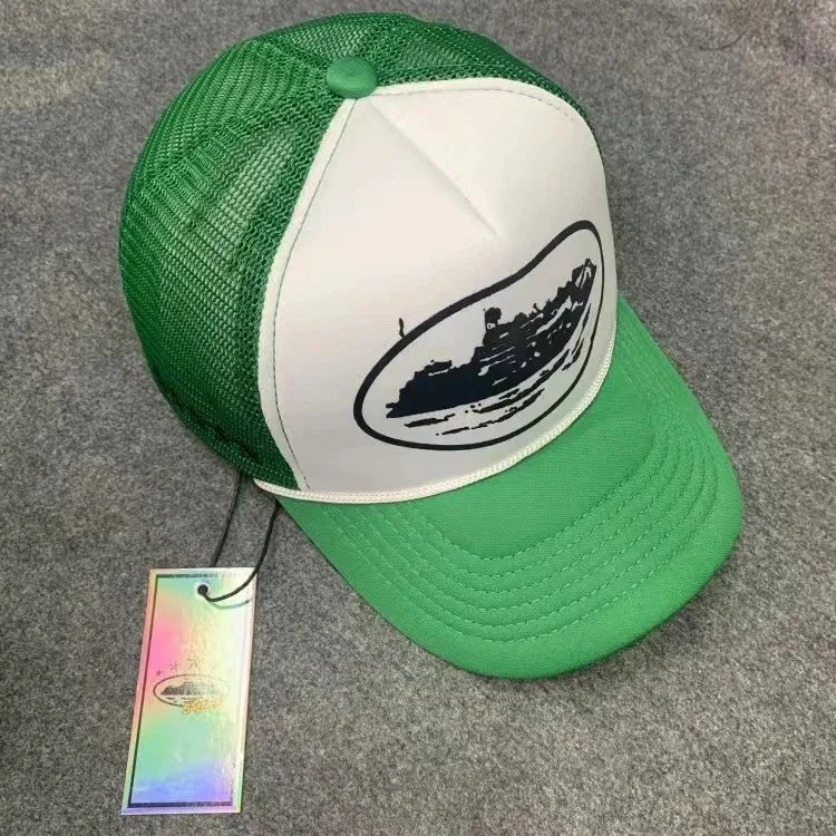 Other Green & White Trucker Cap with Boat Print Headwear Green - 1