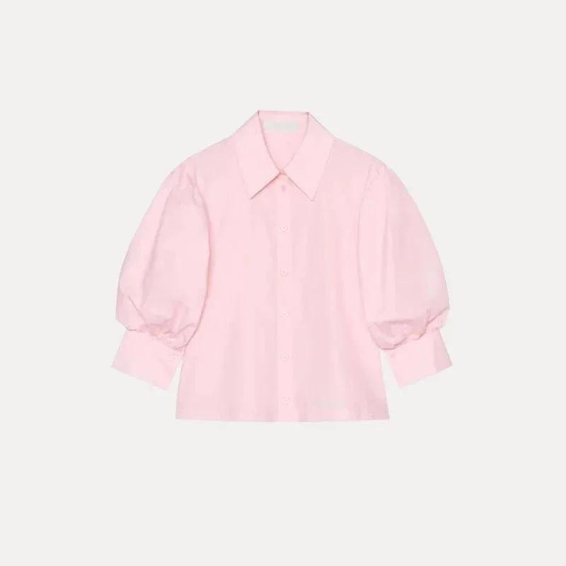 Other Pink Puff Sleeve Button-Up Shirt Pink - 1