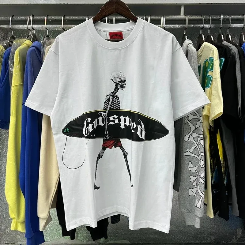 Godspeed Godspeed White Surf Skeleton T-Shirt White - 1