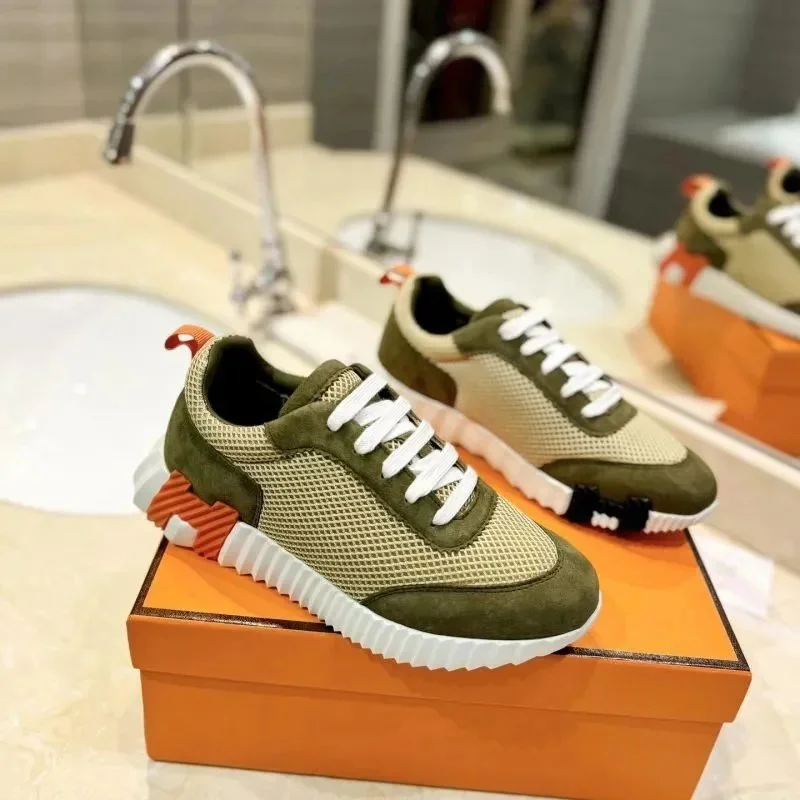 Hermès Hermès Runner Olive Green/Beige/Orange Sneakers Green