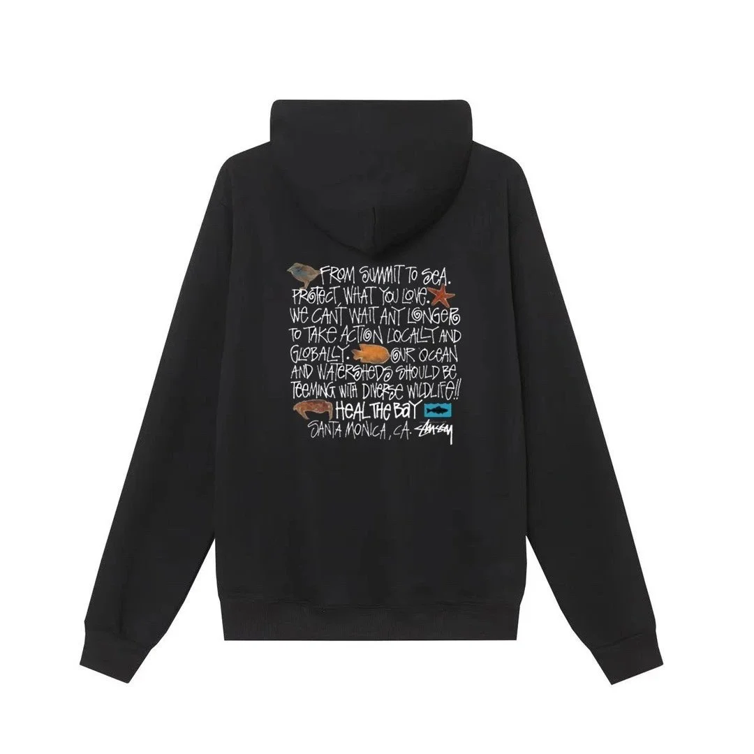 Stussy Stussy Stüssy Black Hoodie with Graphic Print Black - 1