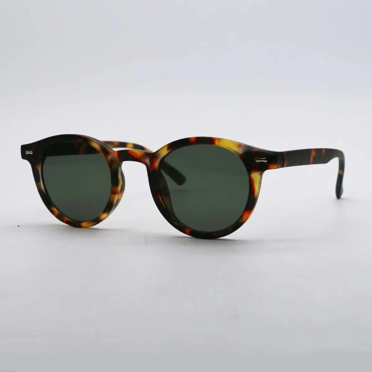 Other Unisex Tortoiseshell Round Sunglasses Brown - 1