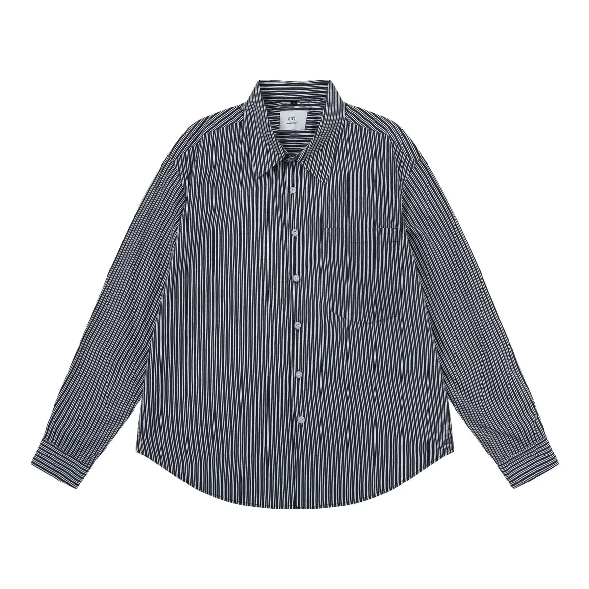 Other Striped Long Sleeve Shirt Black Stripes Casual Top Black - 1
