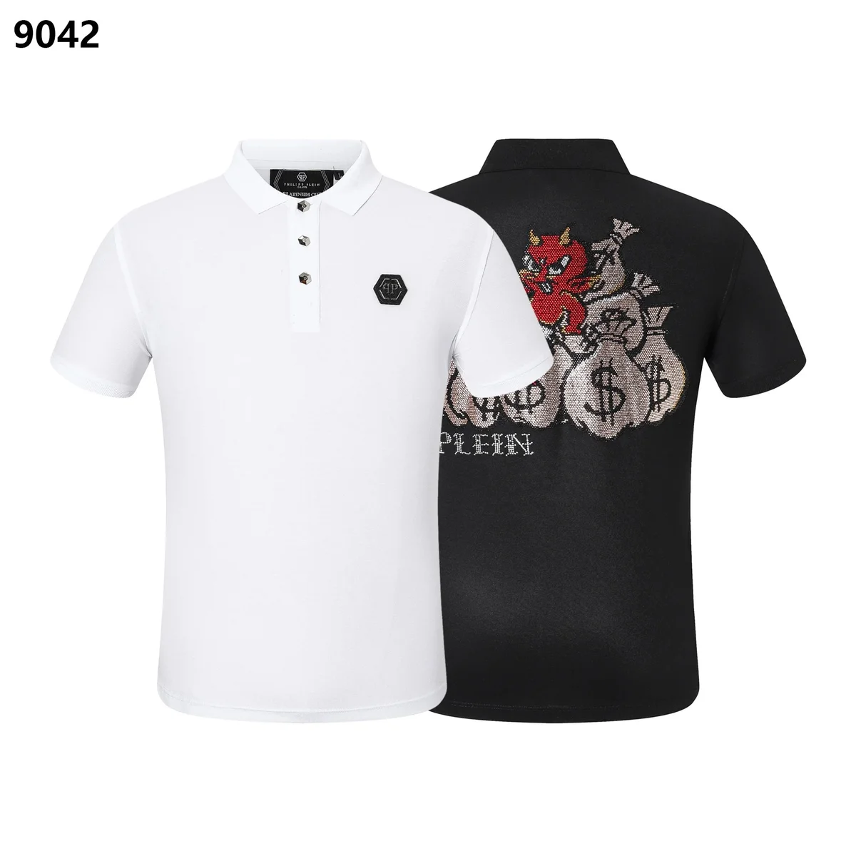 Philipp Plein Philipp Plein Money Devil Polo Shirt 11 Black Black - 1