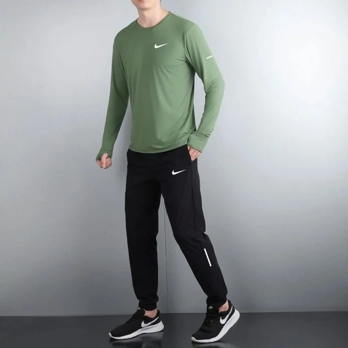 Nike Nike Air Long Sleeve Set Olive Green & Black Tracksuit Black - 1