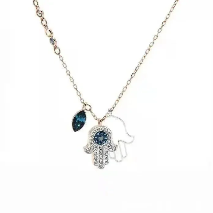 Other Hamsa Hand & Elephant Necklace - Blue Crystal Blue - 1