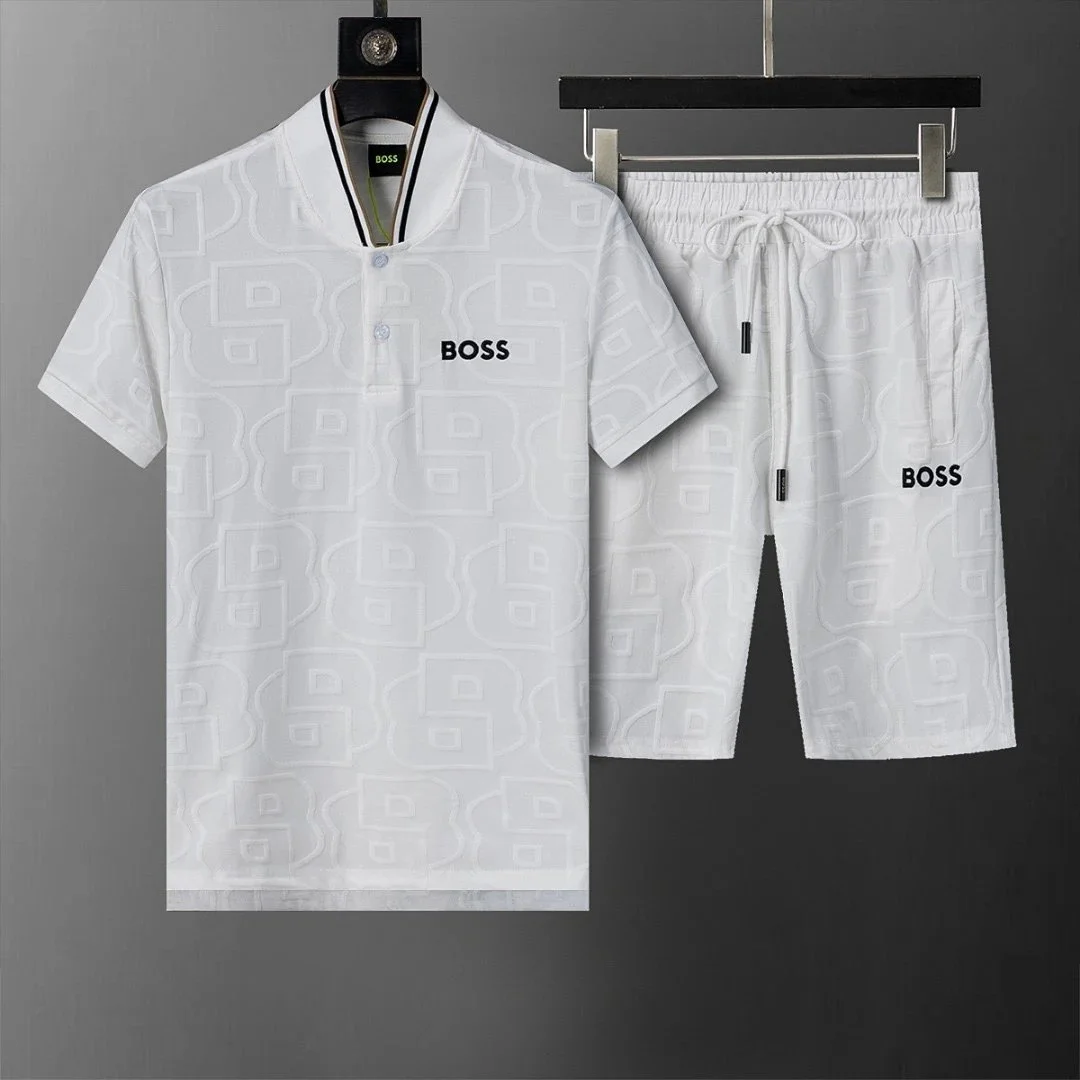 Hugo Boss Hugo Boss White Embossed Polo & Shorts Set White - 1