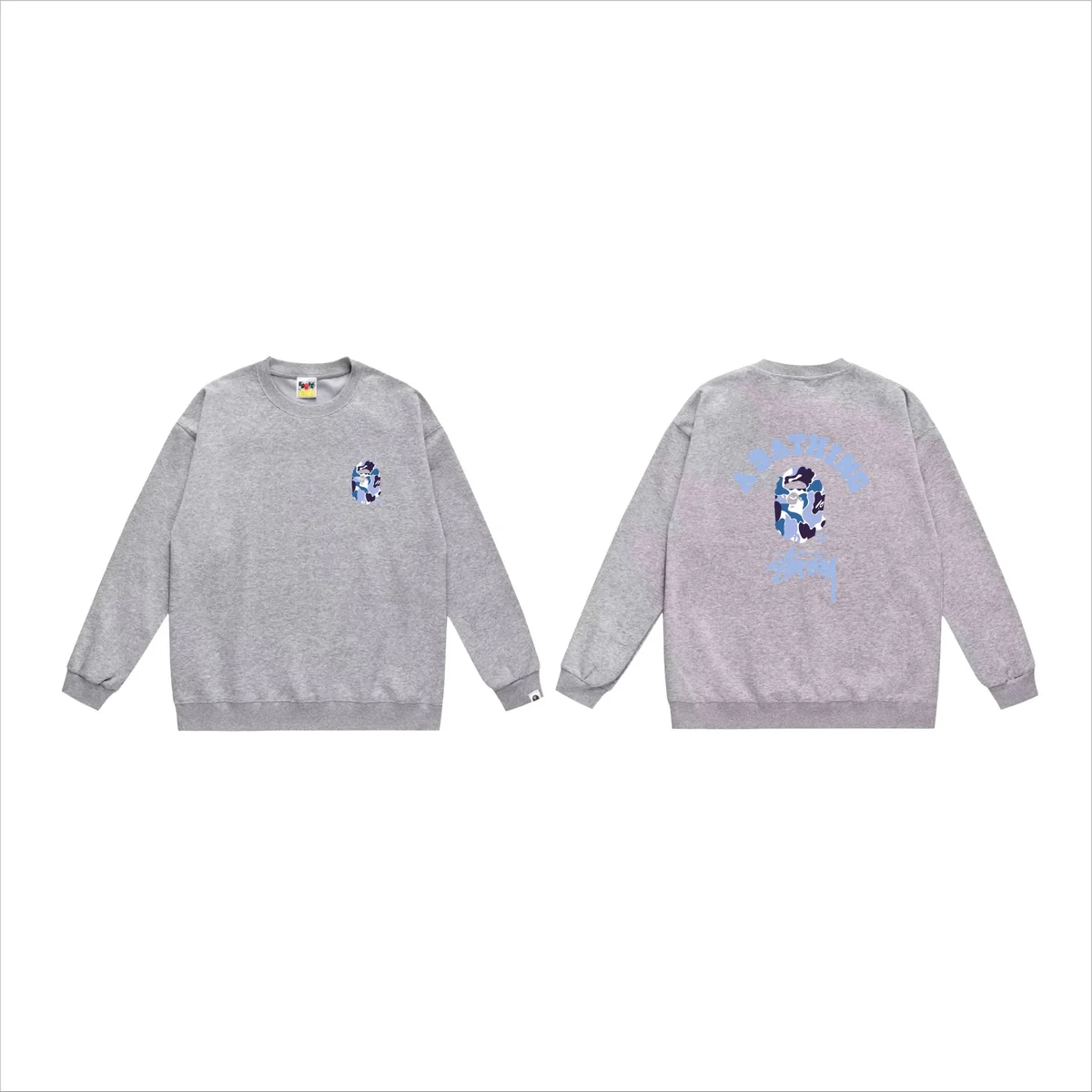 A Bathing Ape A Bathing Ape BAPE STA Grey Camo Crewneck Sweatshirt Grey - 1