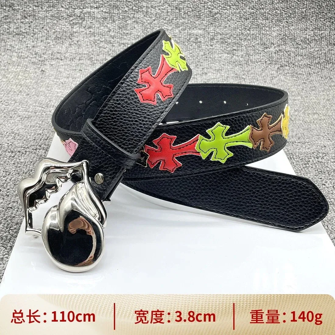 Chrome Hearts Chrome Hearts CH Cross Leather Belt Black Multicolor Black - 1