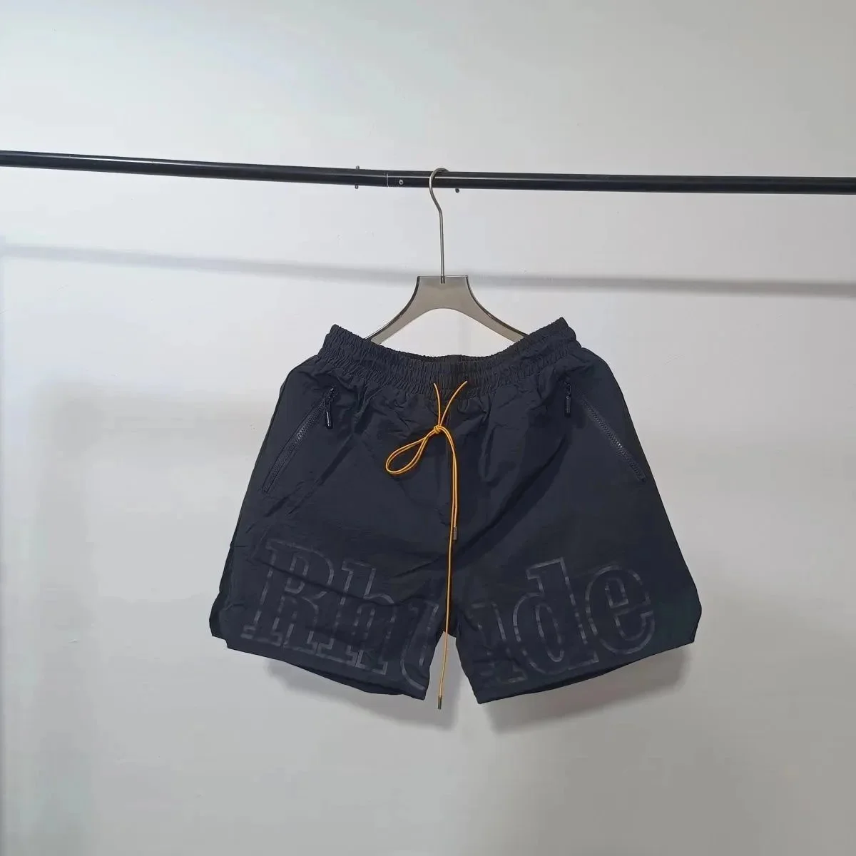 Rhude Rhude Black/Yellow Logo Drawstring Shorts Black - 1