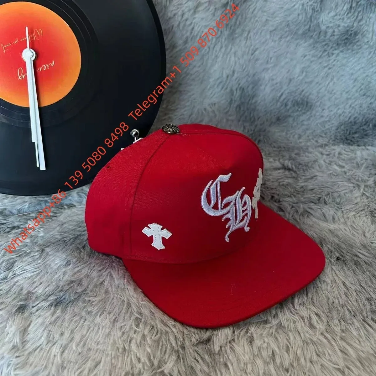 Chrome Hearts Chrome Hearts CH Cross Red Snapback Cap Red