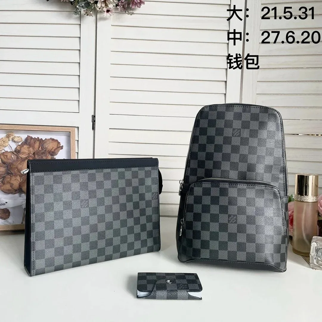 Louis Vuitton Louis Vuitton Damier 07 Grey Checkered Bag Set Grey