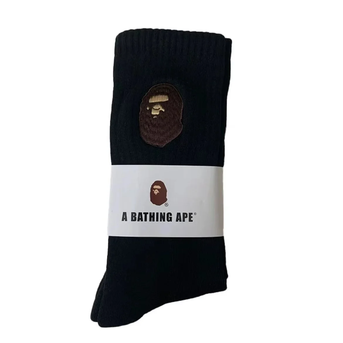 A Bathing Ape A Bathing Ape Black Embroidered Ape Head Crew Socks Black
