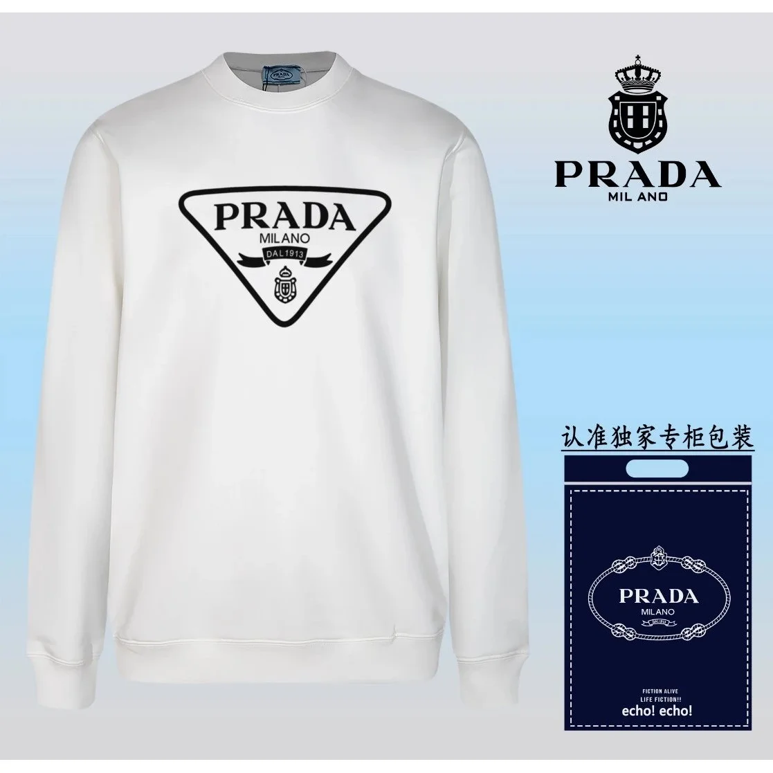 Prada Prada Triangle Logo White Sweatshirt White