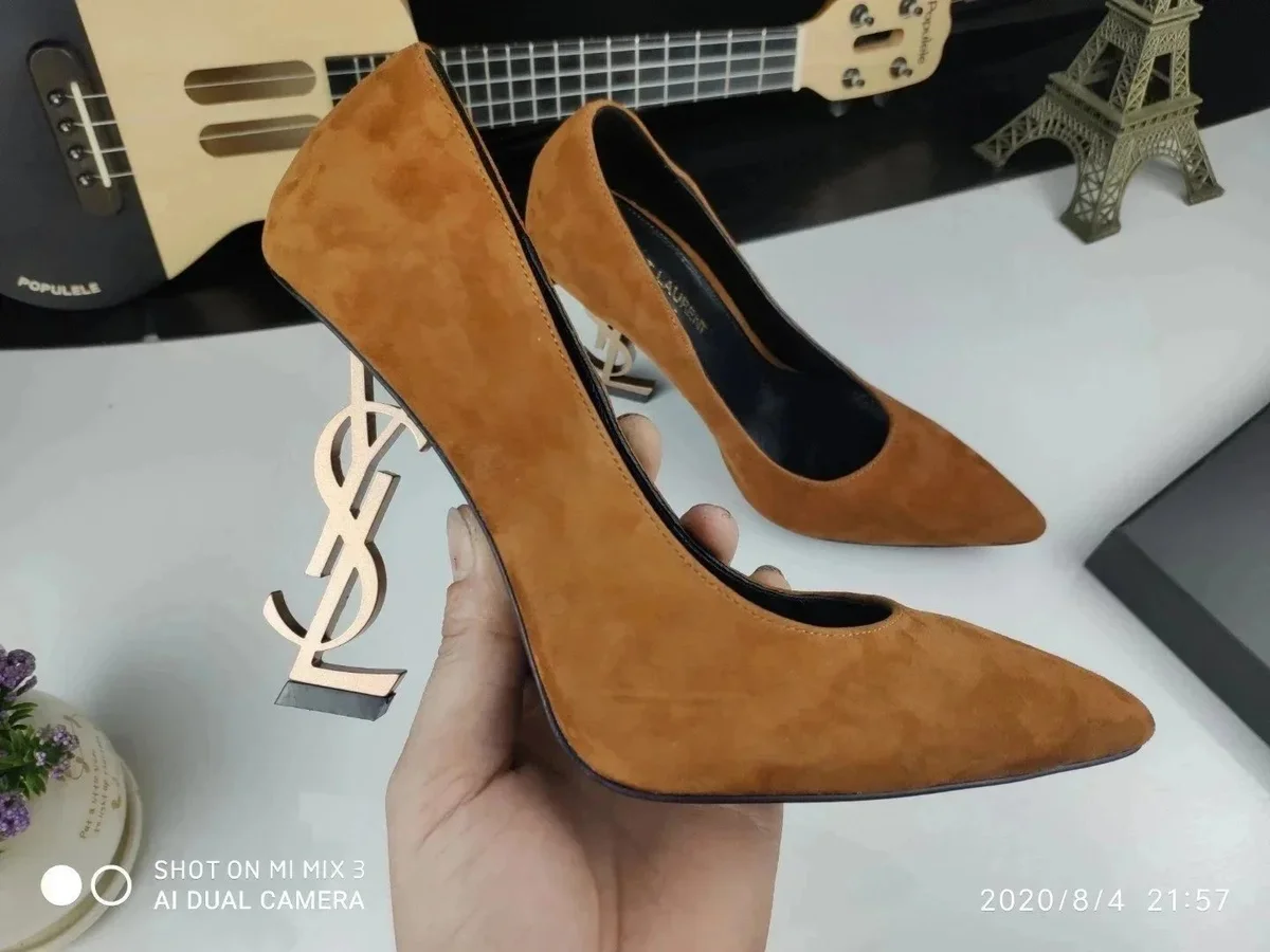 Saint Laurent Saint Laurent YSL Camel Heeled Pumps Brown - 1
