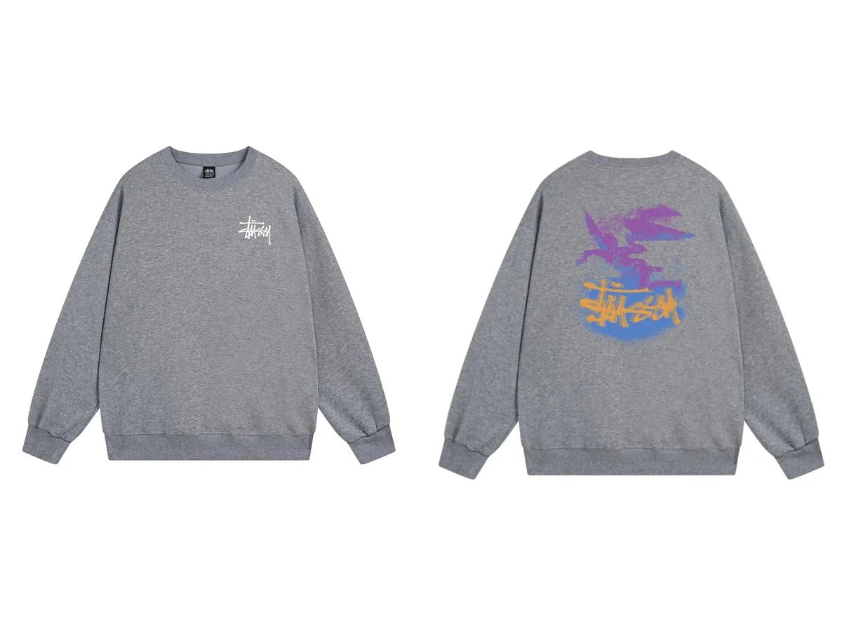 Stussy Stussy Stüssy Graphic Crewneck Sweatshirt Grey Grey - 1