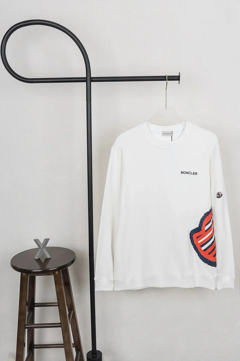 Moncler Moncler White with Red/Blue Logo Sweatshirt White