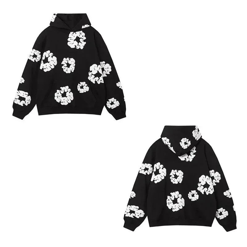 Other Black Hoodie with White Scrunchie Print Black - 1