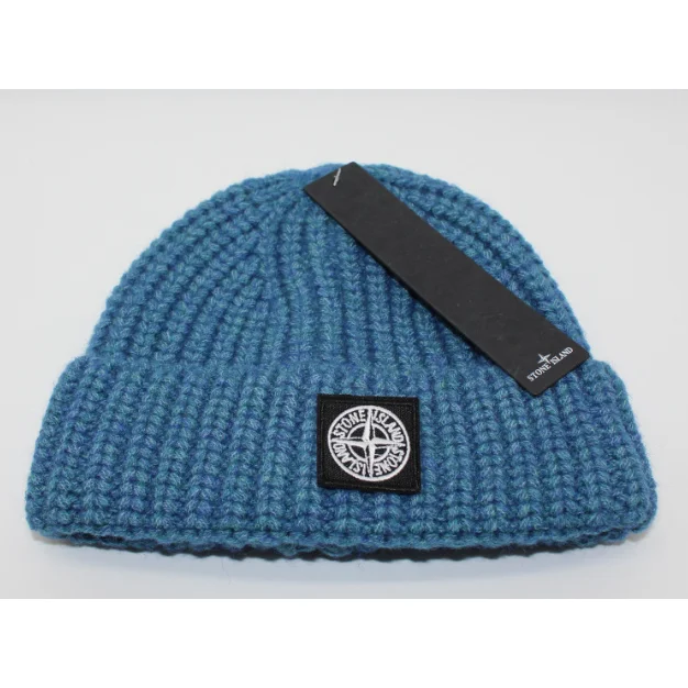Stone Island Stone Island Blue Knit Beanie Blue