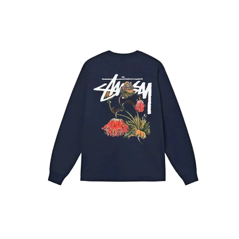 Stussy Stussy Stüssy Floral Print Long Sleeve T-Shirt Navy Navy - 1