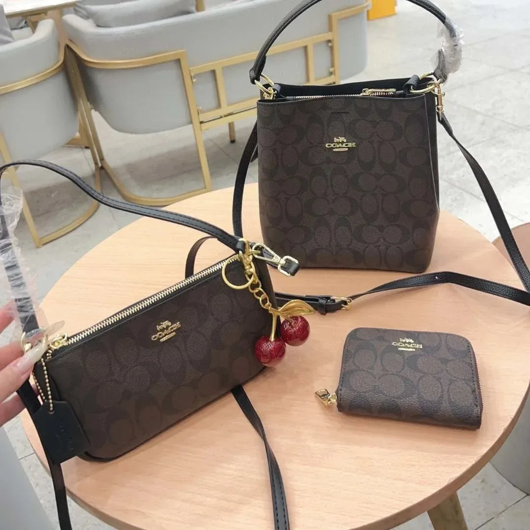 Coach Coach Signature Cherry Bucket Bag Set in Brown Brown