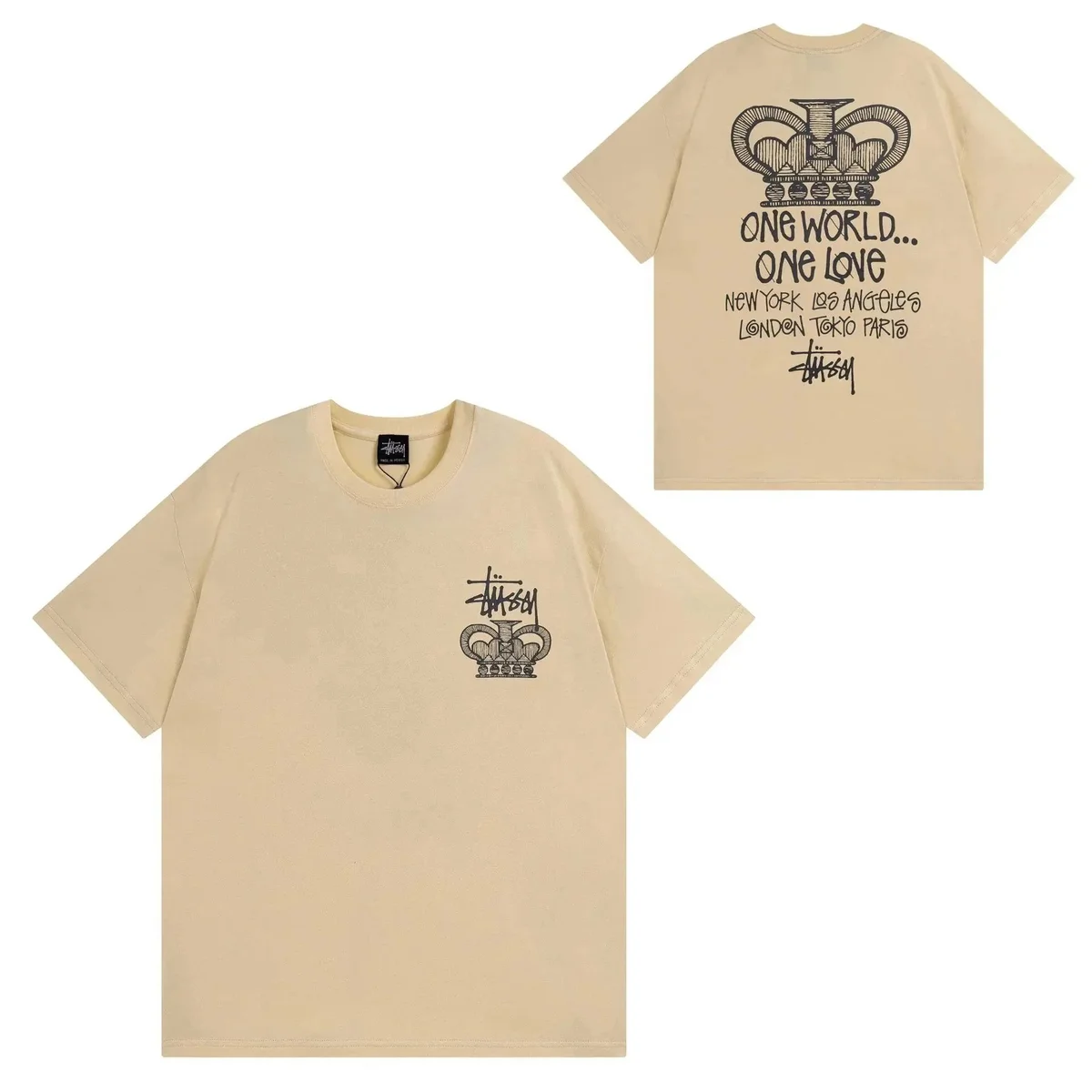 Stussy Stussy One World One Love T-Shirt Cream Cream - 1
