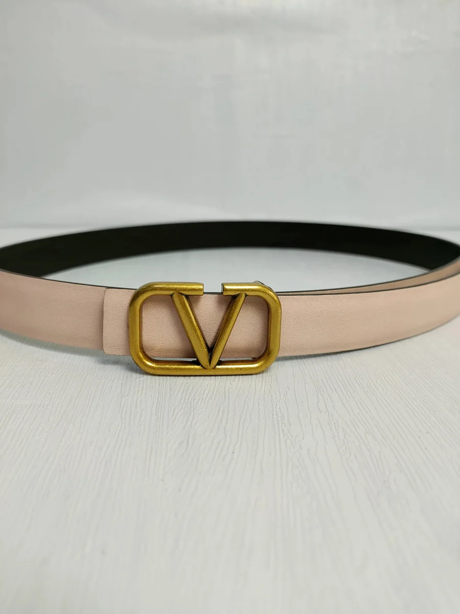 Valentino Valentino VLogo Belt Nude Leather Belt Beige - 1