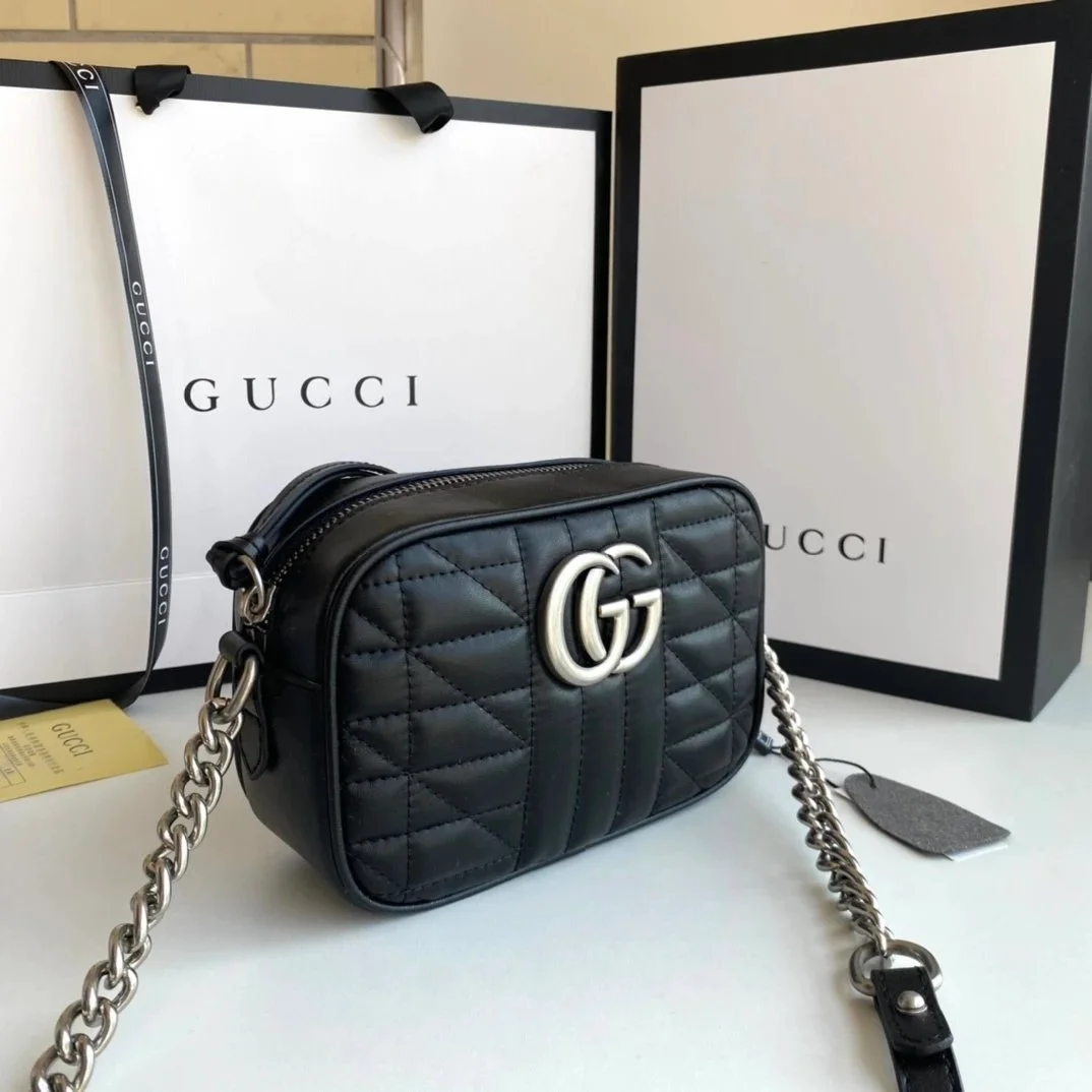 Gucci Gucci GG Marmont Black Quilted Shoulder Bag Black