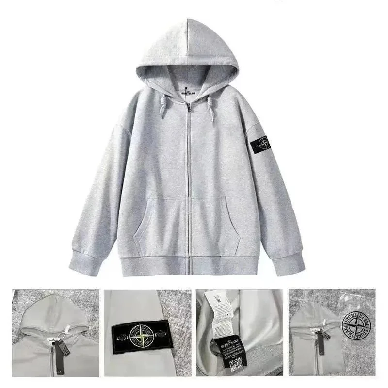 Stone Island Stone Island Heather Grey Zip-Up Hoodie Grey