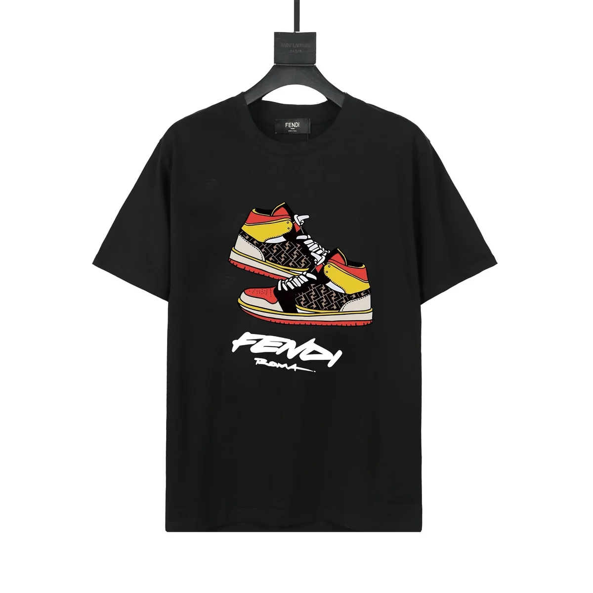 Fendi Fendi Black Fendi Sneaker Print T-Shirt Black - 1