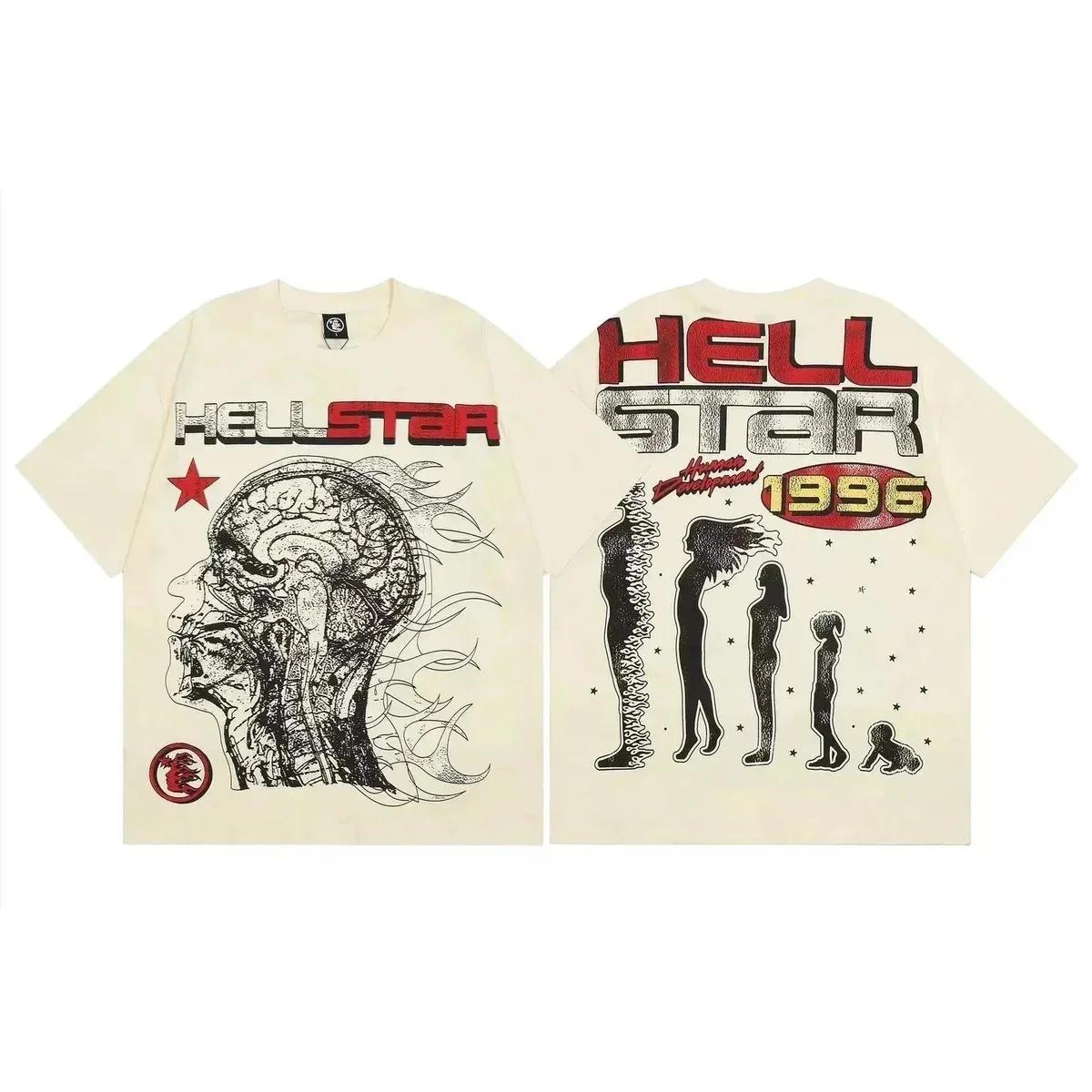 Hellstar Hellstar 1996 Brain Print T-Shirt Cream Cream - 1