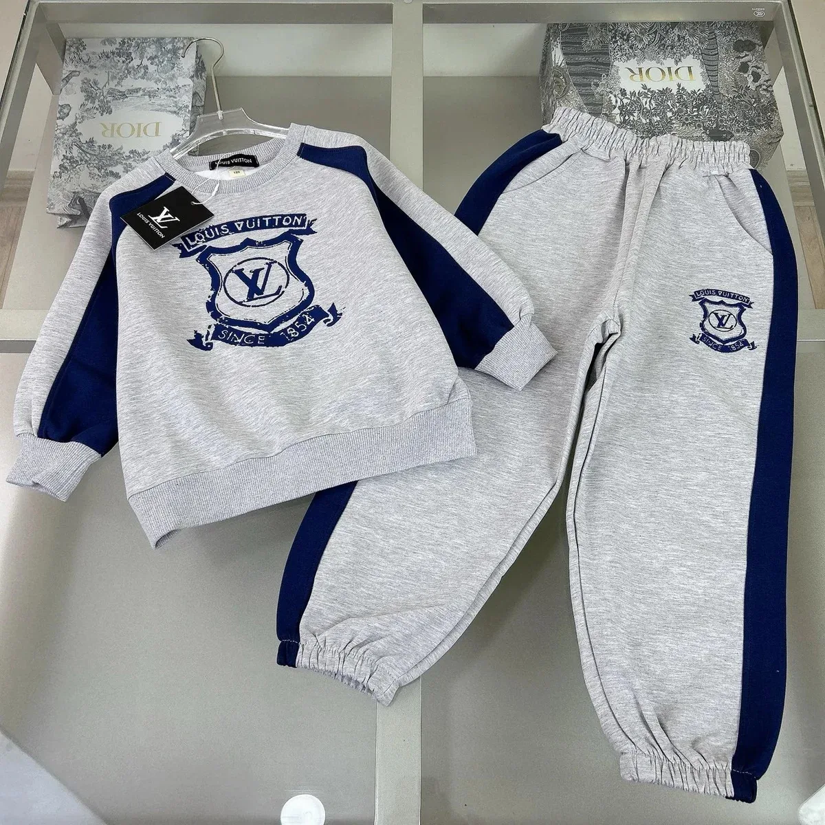 Louis Vuitton Louis Vuitton Heather Grey & Navy Tracksuit Set Grey