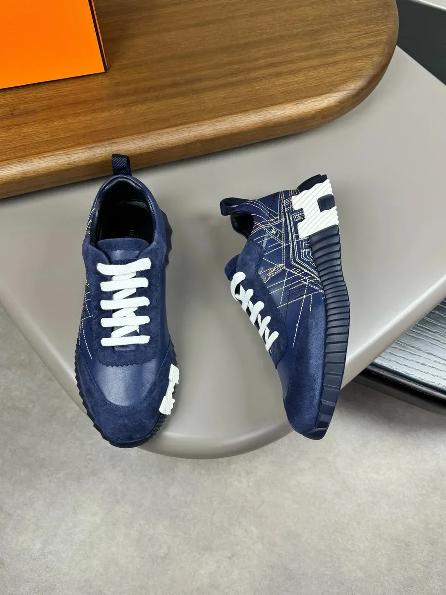 Hermès Hermès Blue & White Leather Sneakers Blue