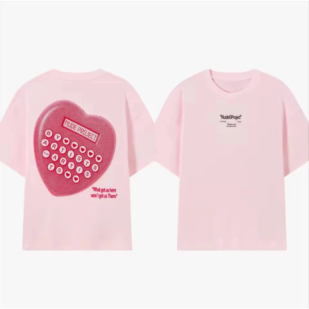 Other Nude Project Heart Print T-Shirt J Pink T-Shirts Pink - 1