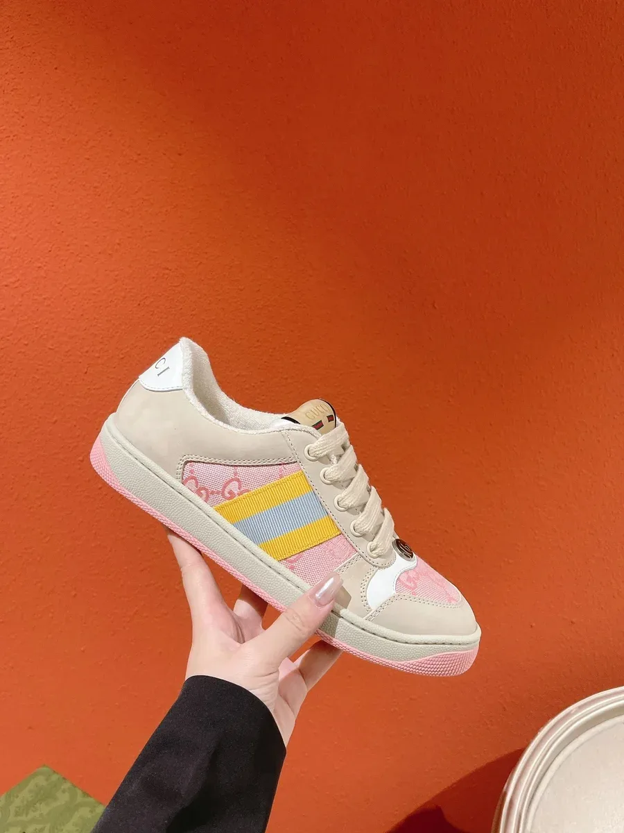 Gucci Gucci Iconic GG Canvas Sneakers Pink & Beige Pink - 1