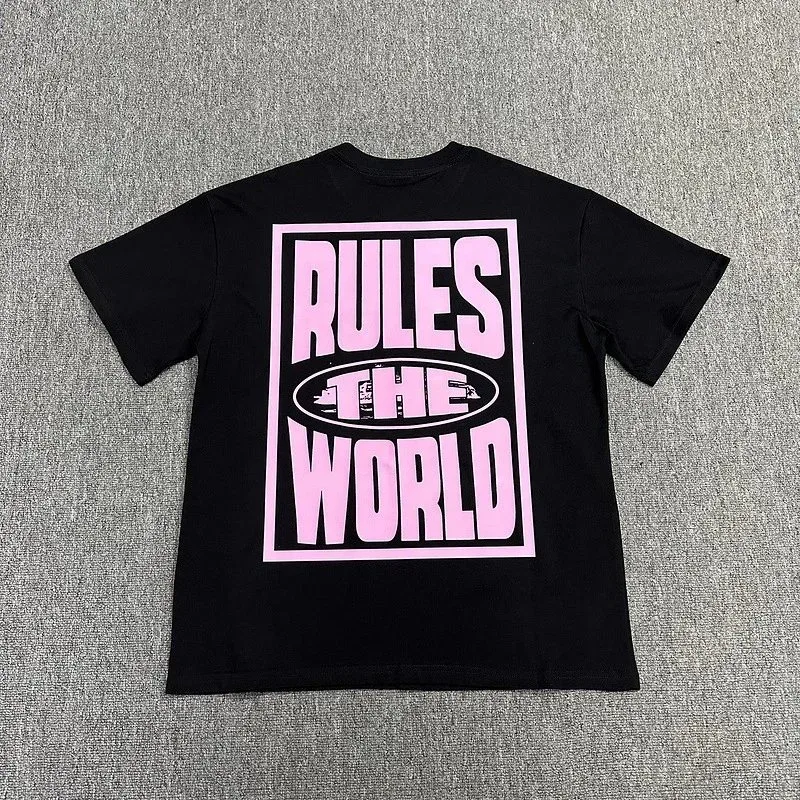 Other Black 'Rules the World' Graphic T-Shirt hx3122黑粉 Black - 1
