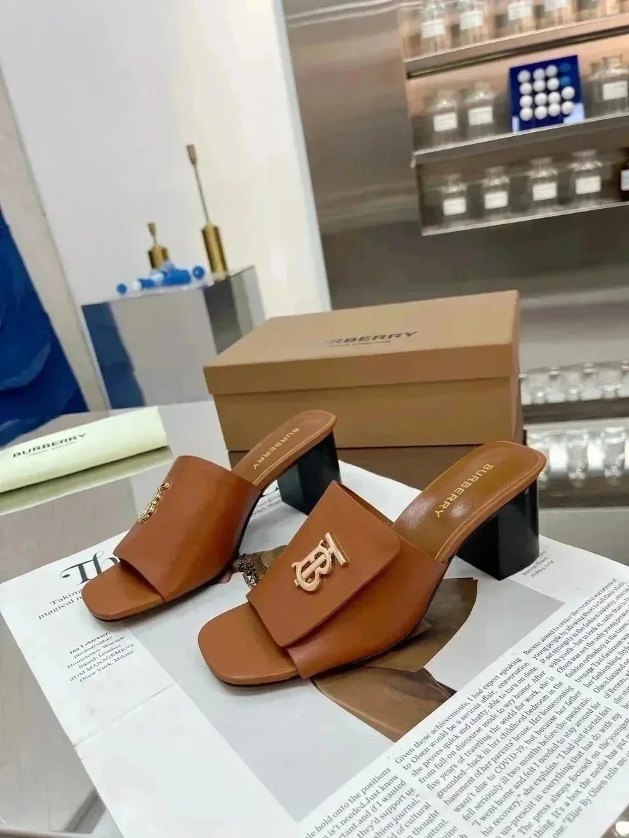 Burberry Burberry TB Monogram Tan Mules Brown