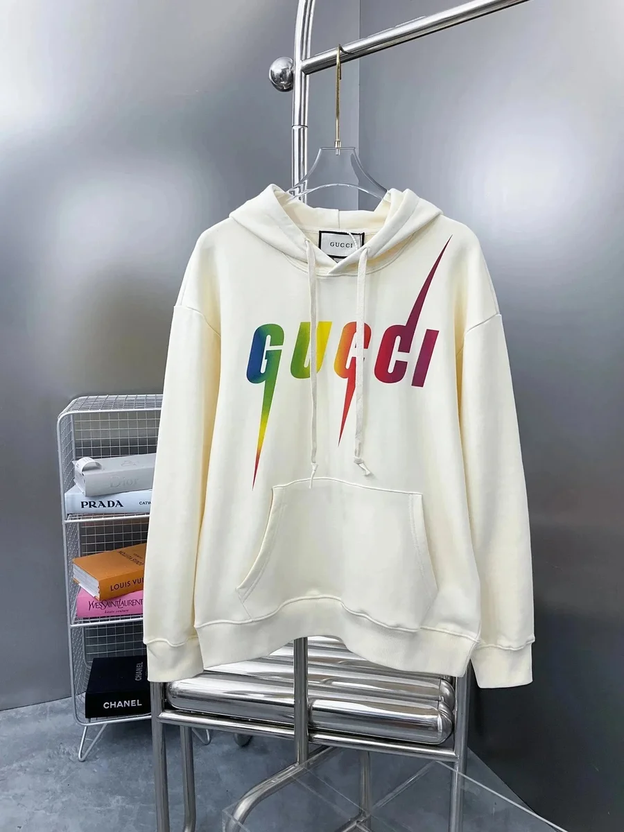 Gucci Gucci Rainbow Logo Cream Hoodie Cream