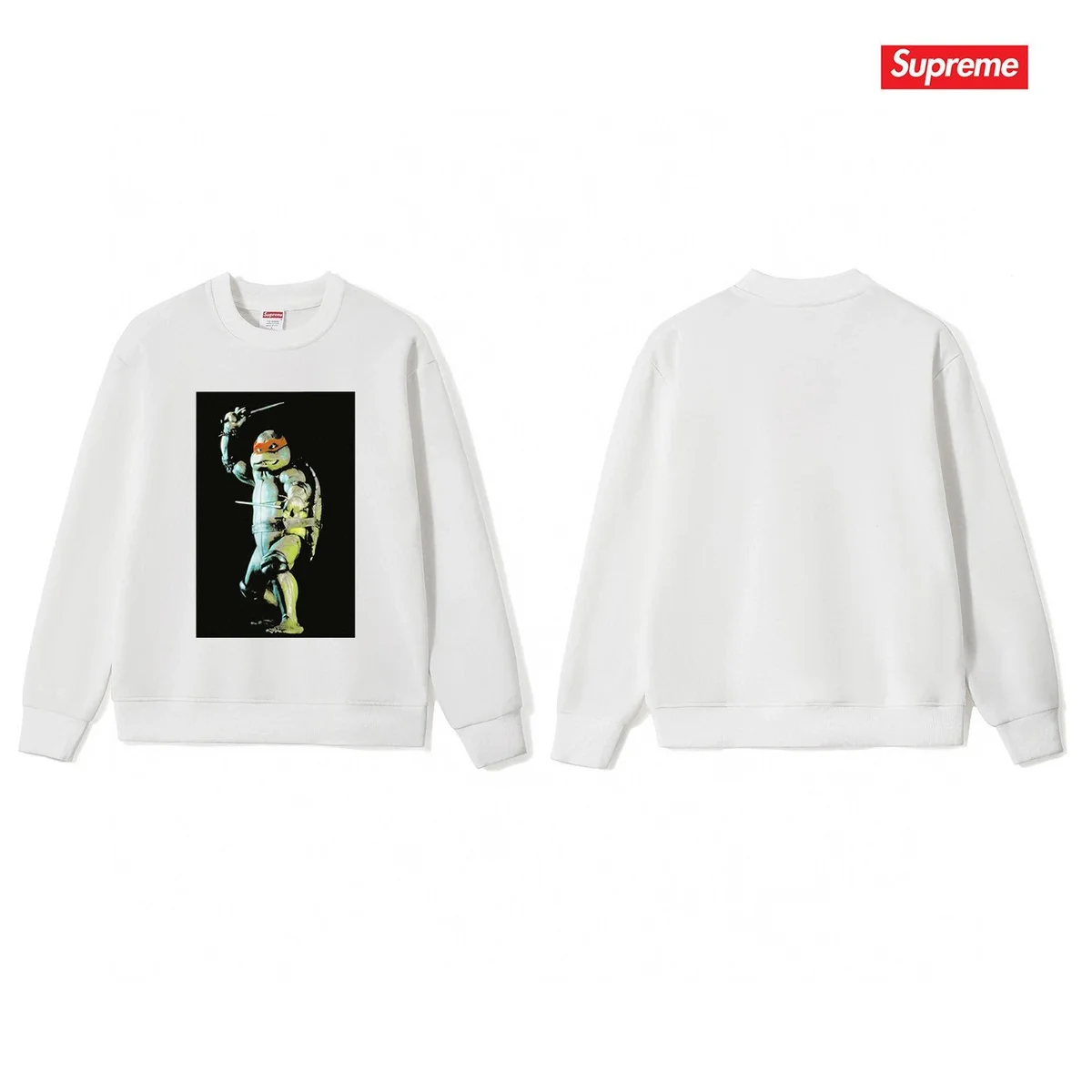 Supreme Supreme Teenage Mutant Ninja Turtles White Crewneck Sweatshirt White - 1