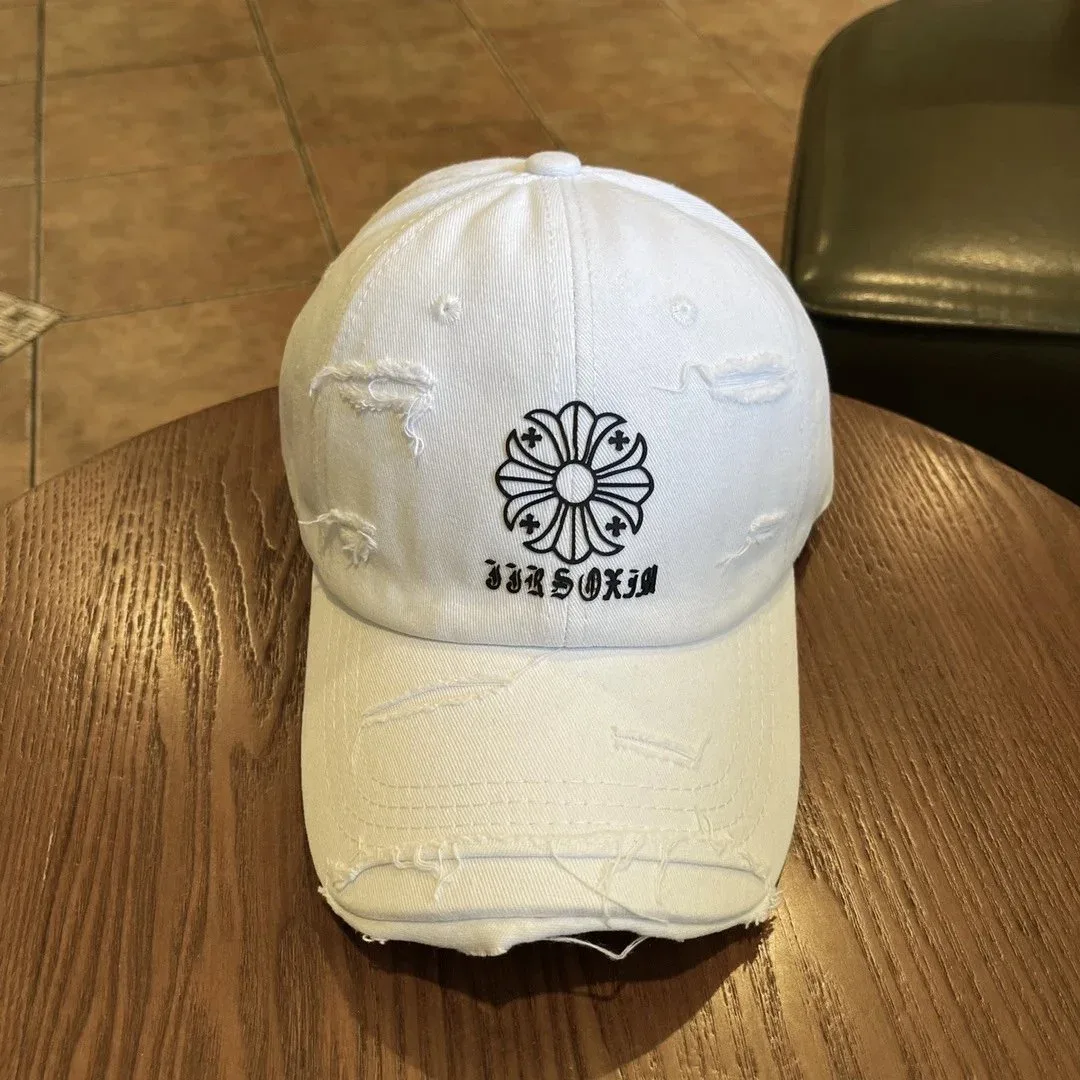 Other Distressed White Floral Embroidered Baseball Cap White - 1