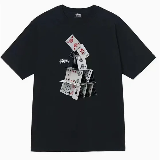 Stussy Stussy Stüssy Card Tower Black T-Shirt Black - 1