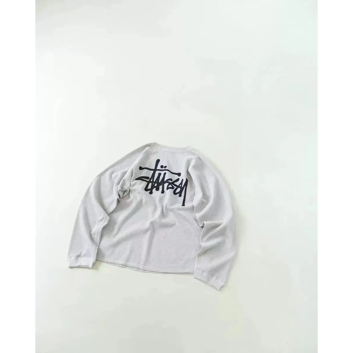 Stussy Stussy Basic Logo Long-Sleeve Waffle Knit Top Bone White White