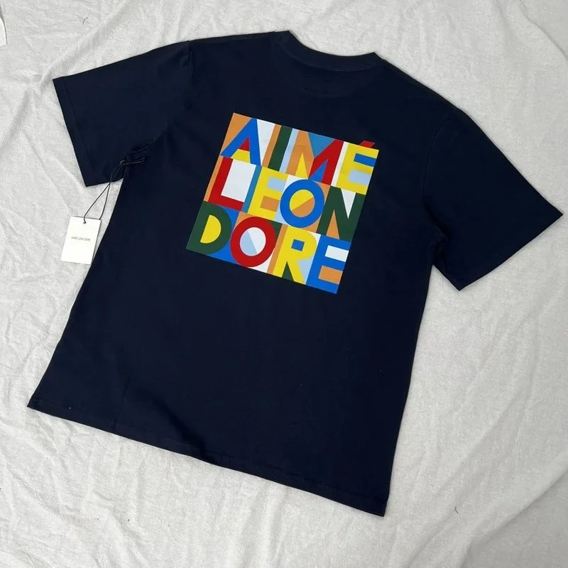 Ami Paris Ami Paris Navy Color Block Logo T-Shirt Navy - 1