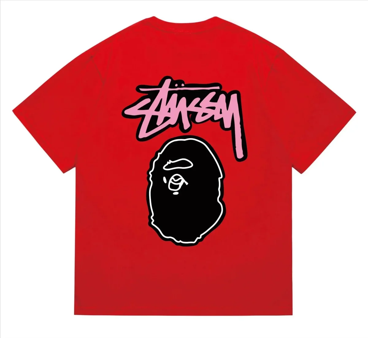 A Bathing Ape A Bathing Ape BAPE STA Red Black & Pink T-Shirt Red - 1