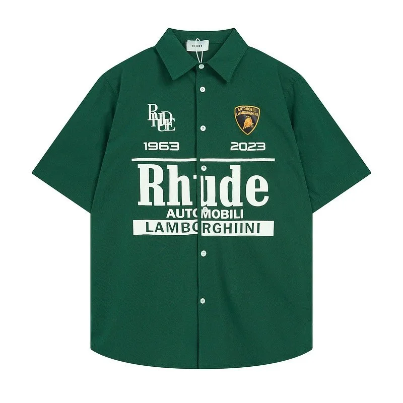 Rhude Rhude x Lamborghini Dark Green Button-Up Shirt Green - 1