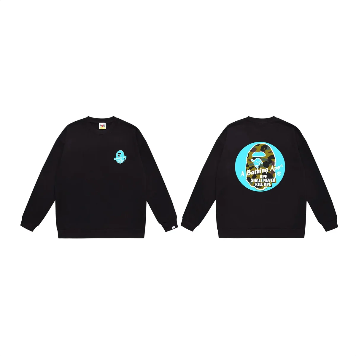 A Bathing Ape A Bathing Ape BAPE STA Black with Blue Camo Graphic Sweatshirt Black - 1