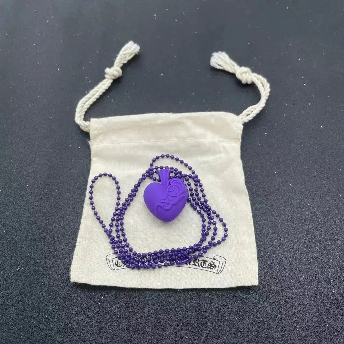 Other Purple Love Heart Pendant Necklace Purple - 1