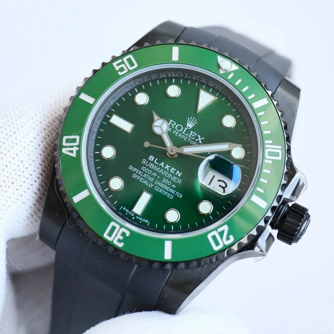 Rolex Rolex Submariner Green Dial Black Rubber Watch Green