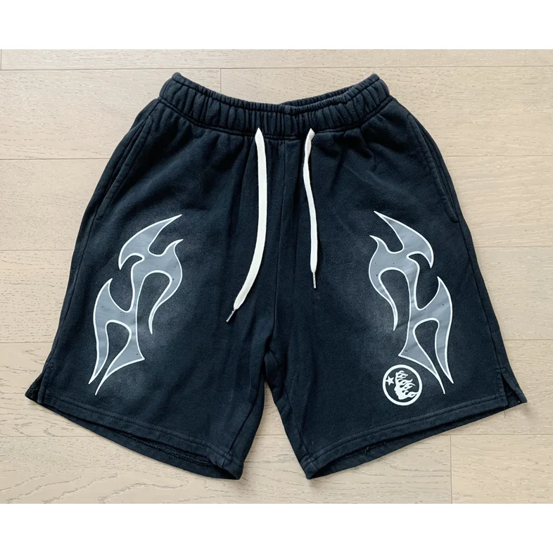 Travis Scott Cactus Jack Black/White Flame Graphic Shorts Black
